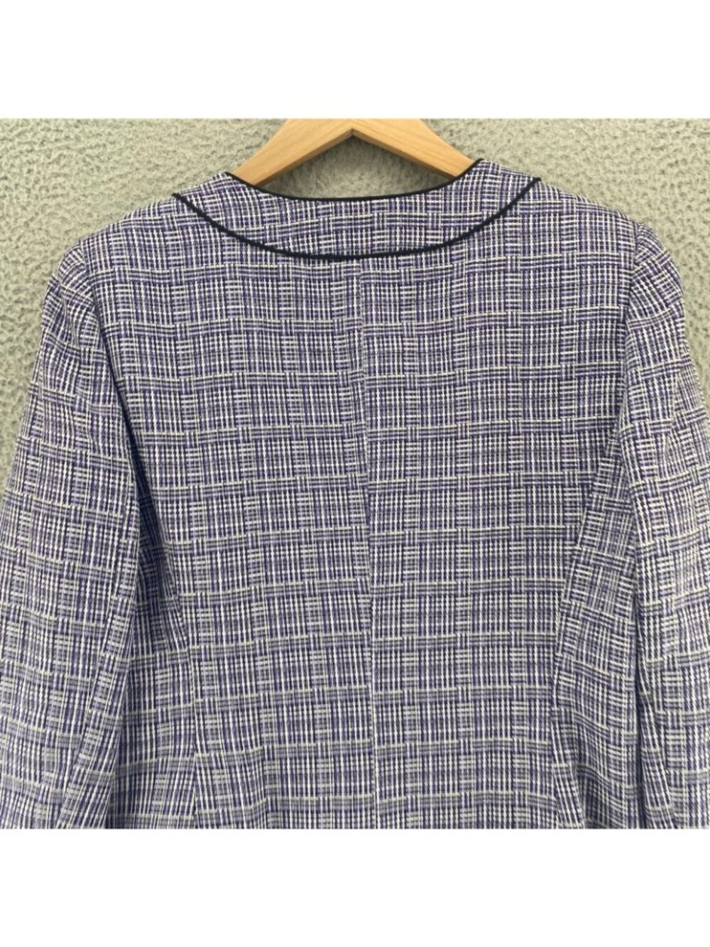Le Suit Blazer Womens 14 Amalfi Coast Purple Collarless Jacket Pocket Career NWT - Picture 4 of 10